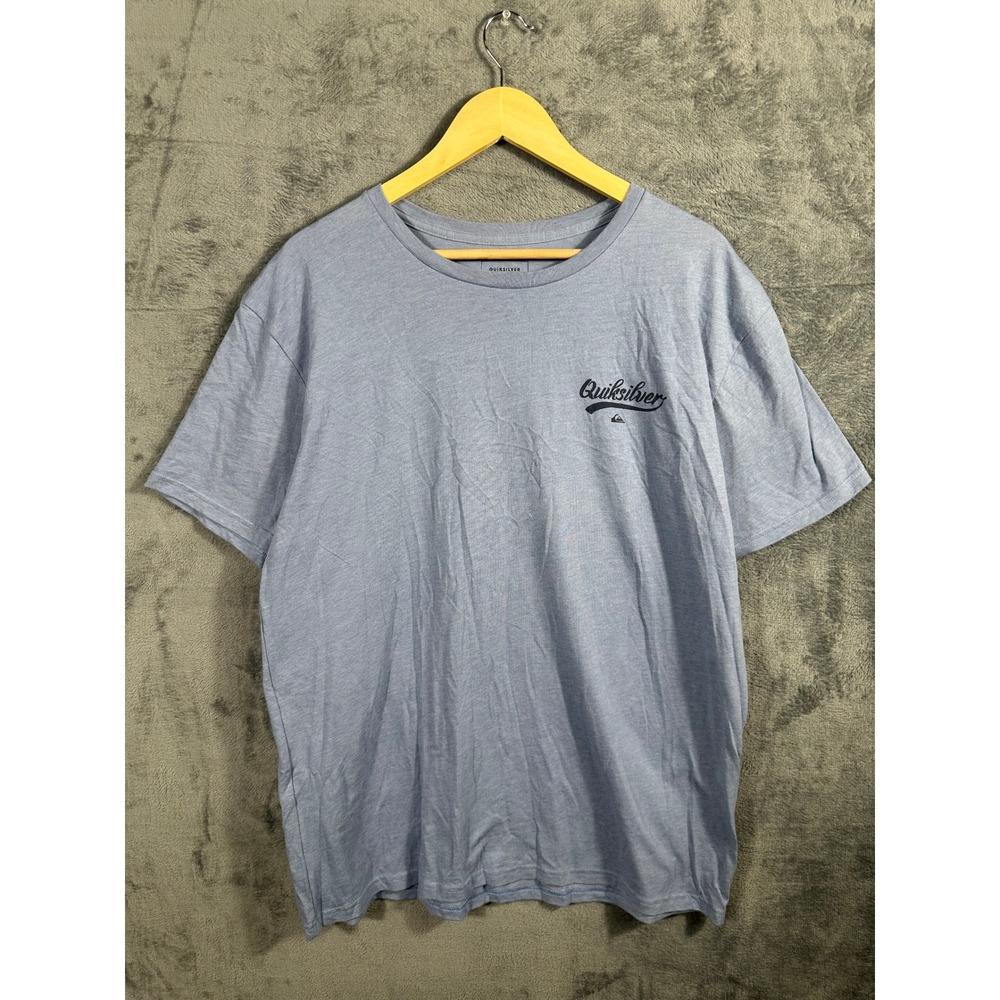 Quiksilver Surf Logo Tee Mens L Blue Heather Graphic T Shirt Skater Streetwear